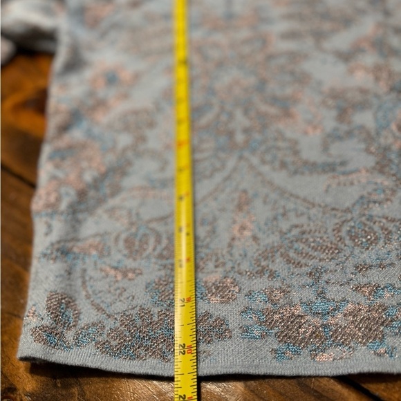 Anthropologie Beatriz Mock Neck Sweater Lurex Edition Blue SilverGray Size M - Picture 12 of 13